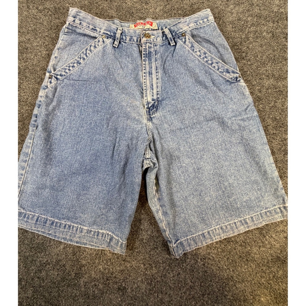 Vintage Silver Jeans Co Baggy Denim Jorts Made Canada Y2K Skater Long Shorts 32